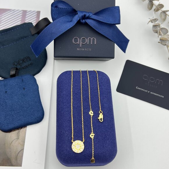 APM Monaco Gold Compass Pendant Necklace - Picture 2 of 4